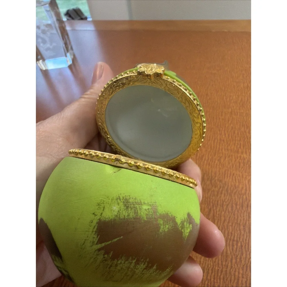 Set Of 2 Vintage Trinket Boxes: Teapot & Green Pear